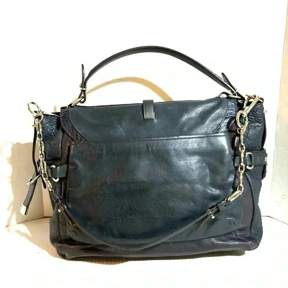 Coach pinnacle Eva lake navy blue leather leather shoulder handbag